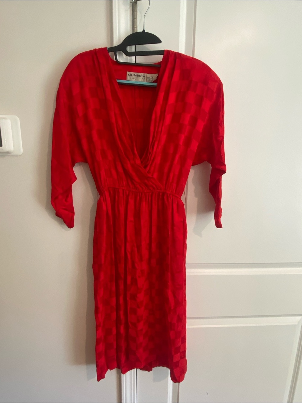 Liz Claiborne Red V-Neck faux Wrap Dress